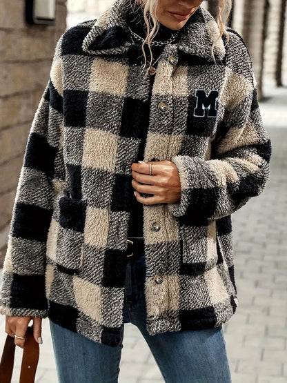 Trine | Elegante Karo-Muster Hemd mit Knopflapel