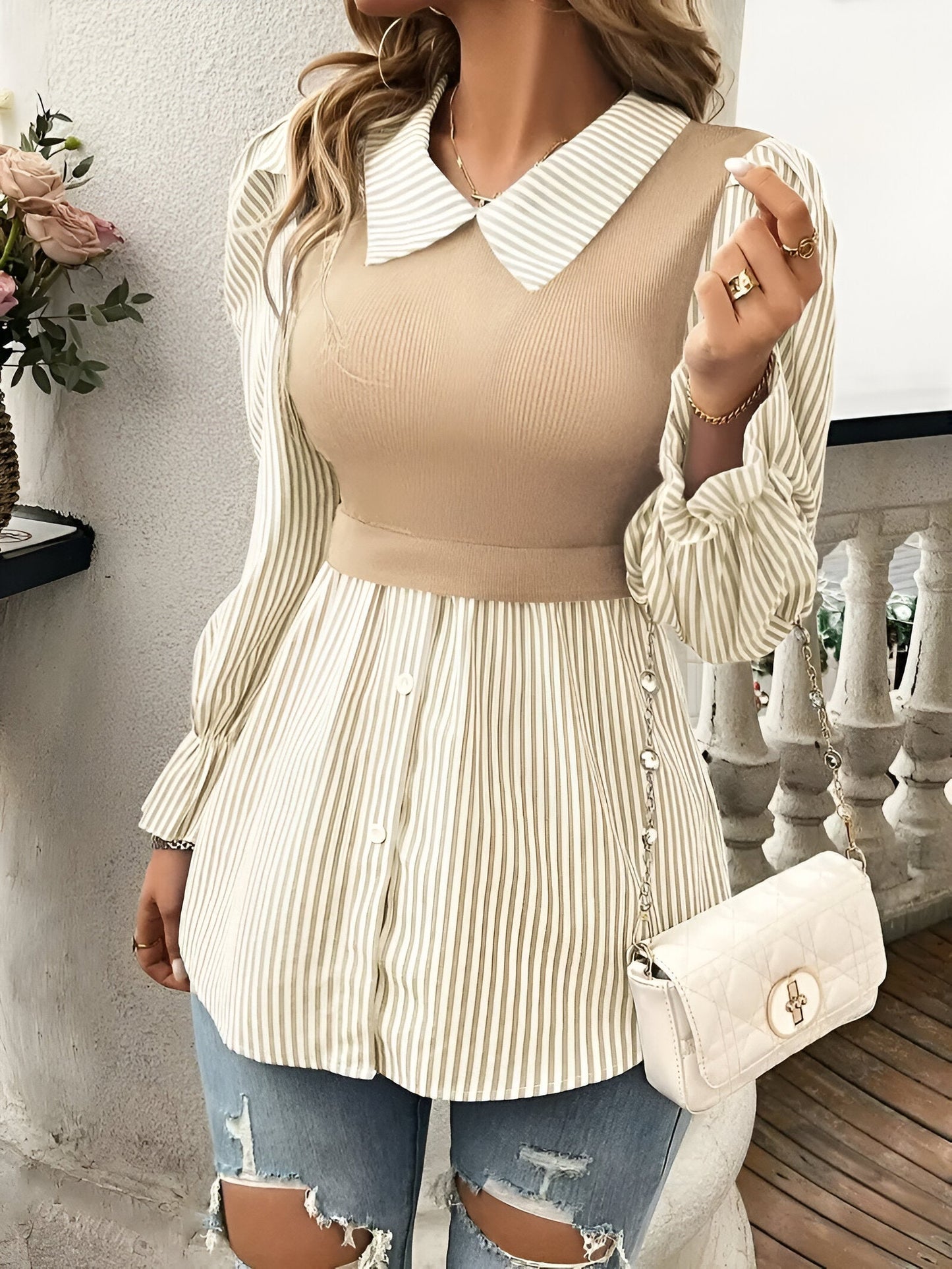 Greta | Stylische Bluse mit Blockstreifen