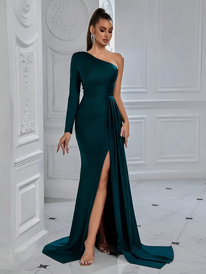 Esmeralda | Elegantes Drapiertes Seidenabendkleid