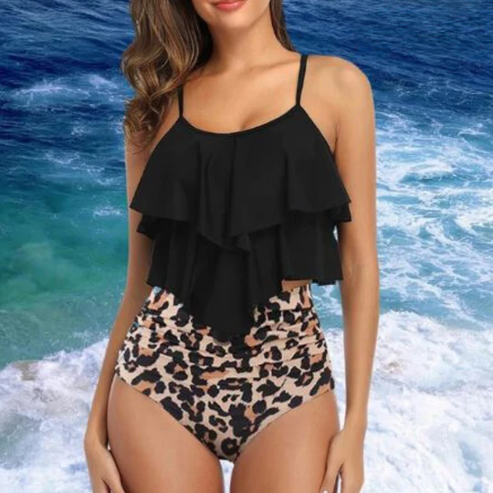 Cressida - Gekräuseltes Tanktop und Bikini mit hoher Taille