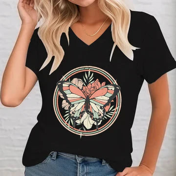 Ulla - Bedrucktes Shirt mit V-Ausschnitt