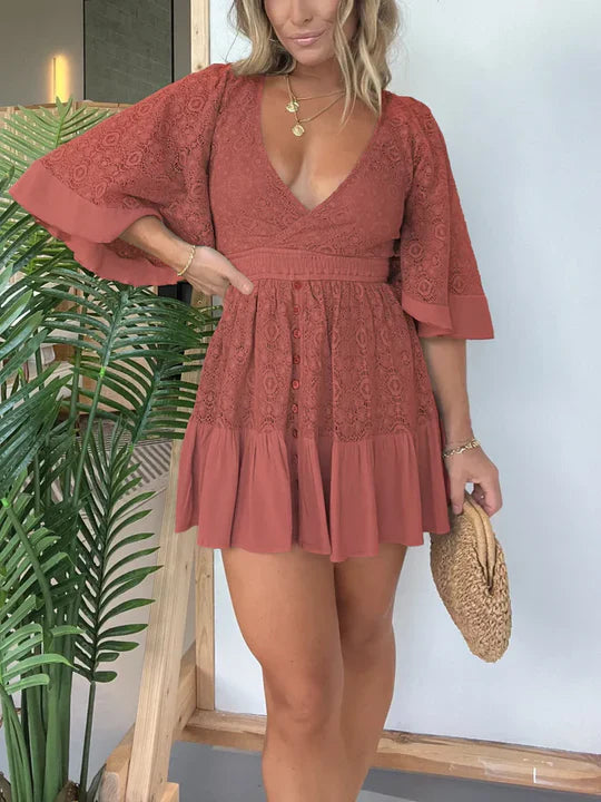 Isolde - Damen-Spielkleid Aus Spitze Und Häkelspitze