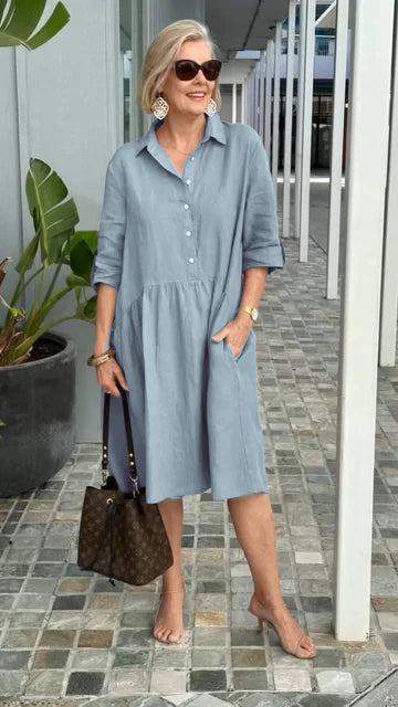 Belinda - Baumwoll-Leinen Freizeitkleid