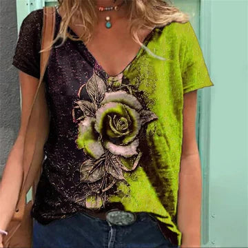 Ulrikehildlind - Damen-Shirt mit V-Ausschnitt