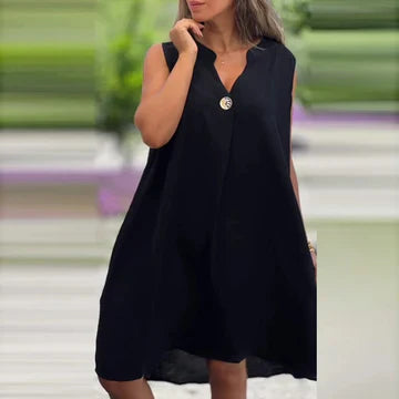 Ilona - Ärmelloses Midikleid mit V-Ausschnitt