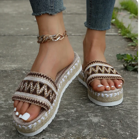 Hanna - Weave Frauen Pantoffeln Plattform Sommer