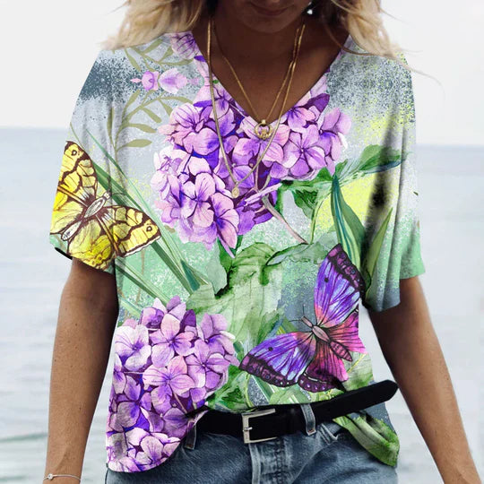 Naomi - Hemd Mit Schmetterlings-Blumenprint
