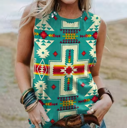 Talina - Geometrie 3d Druck Western Ethnic Style Tanktops