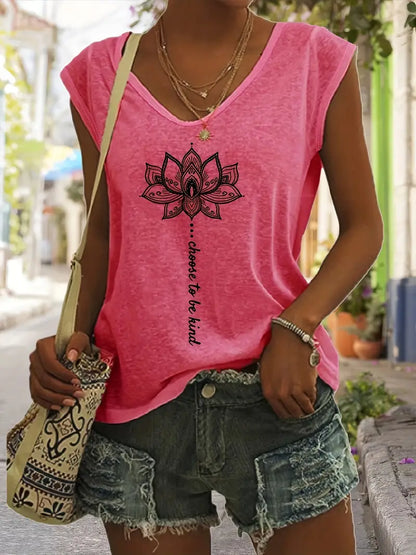 Naila - Lotusdruck V-Ausschnitt Tank-Top