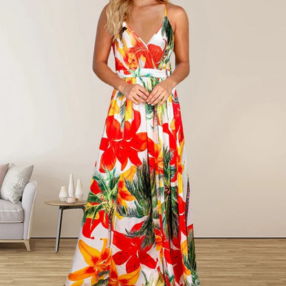 Ada - Multicolor Bedrucktes Langes Kleid