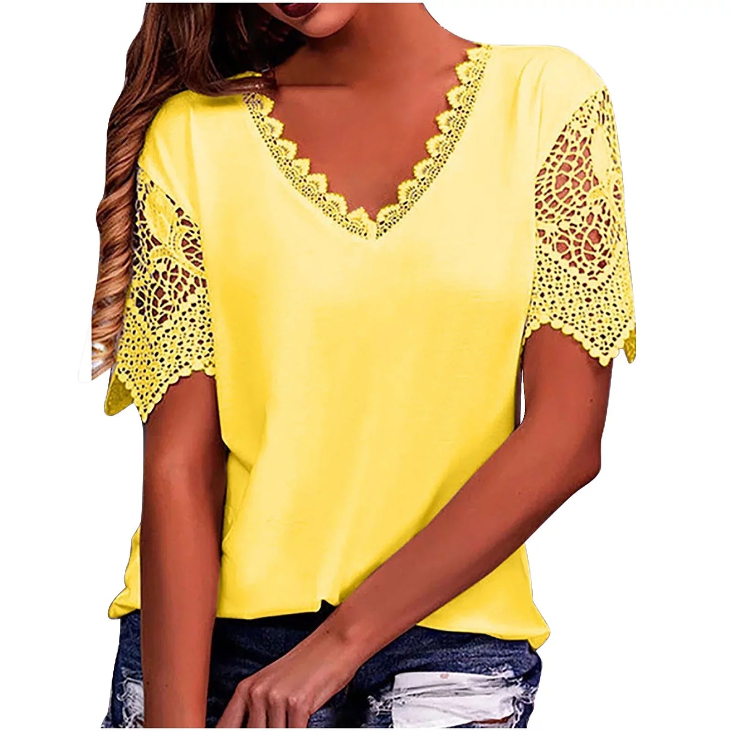Nurfaiza - Vintage Mode Spitze Trendy Damen T-Shirts