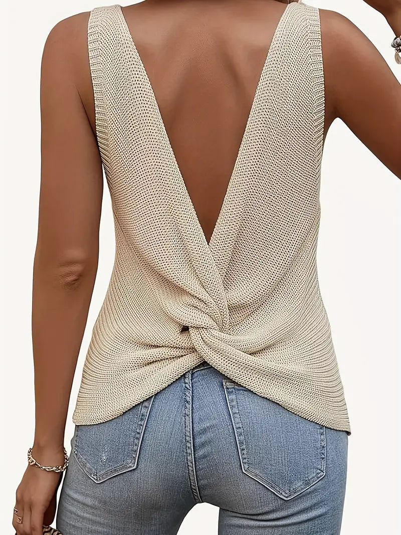 Olesia - Rückenfreies Twist V Neck Tank Top