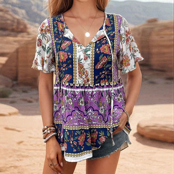 Tamara - Boho-Blumenbluse