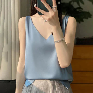 Zeynep - Ärmelloses Satin-Seiden-Top