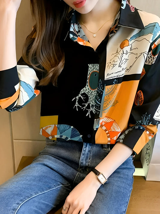 Giorgia | Vintage-inspirierte bedruckte Bluse