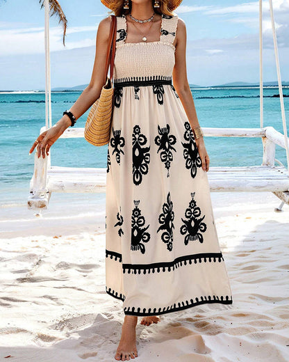 Dahlia - Elegantes bedrucktes Kleid mit Neckholder-Ausschnitt