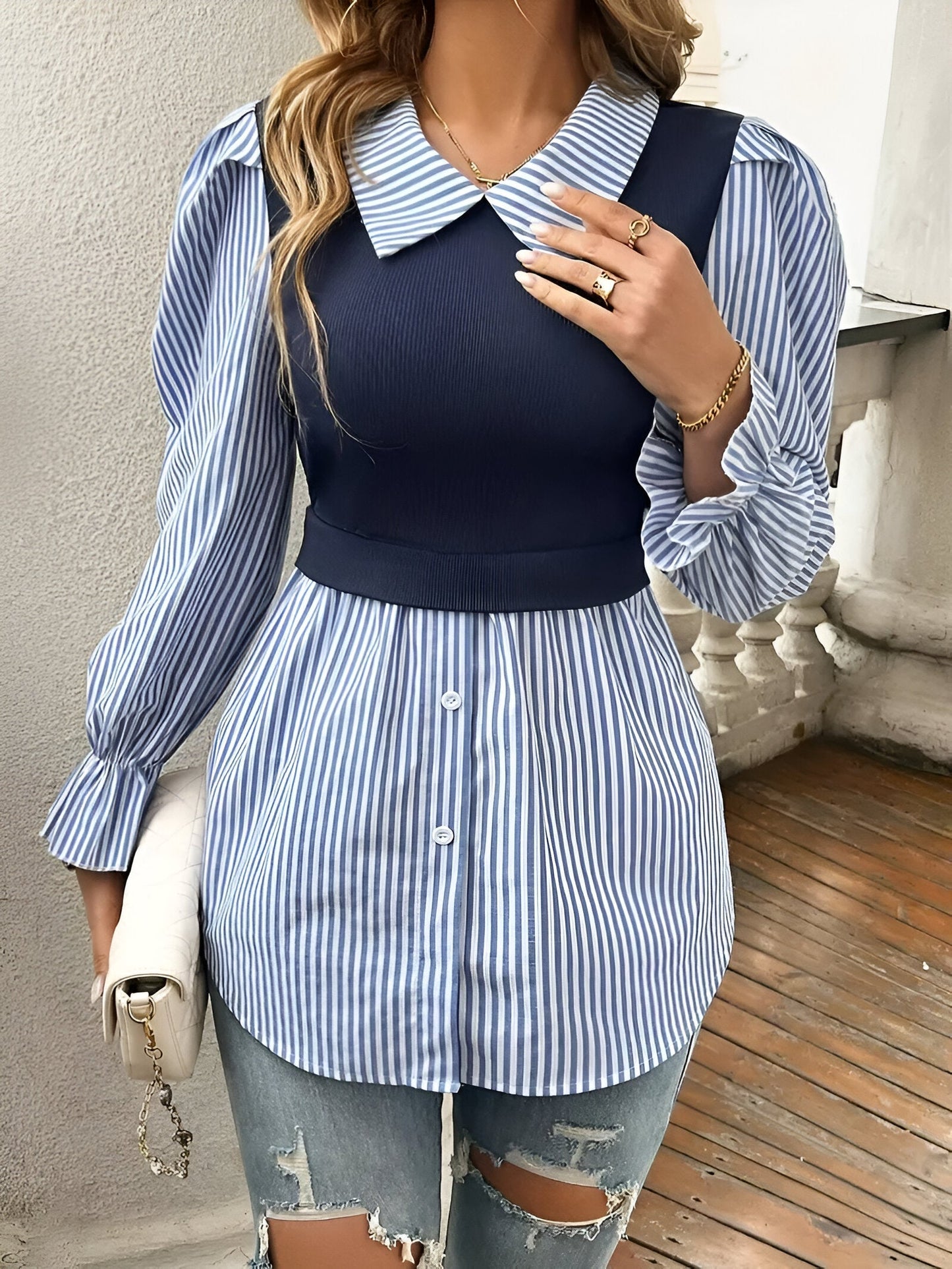 Greta | Stylische Bluse mit Blockstreifen