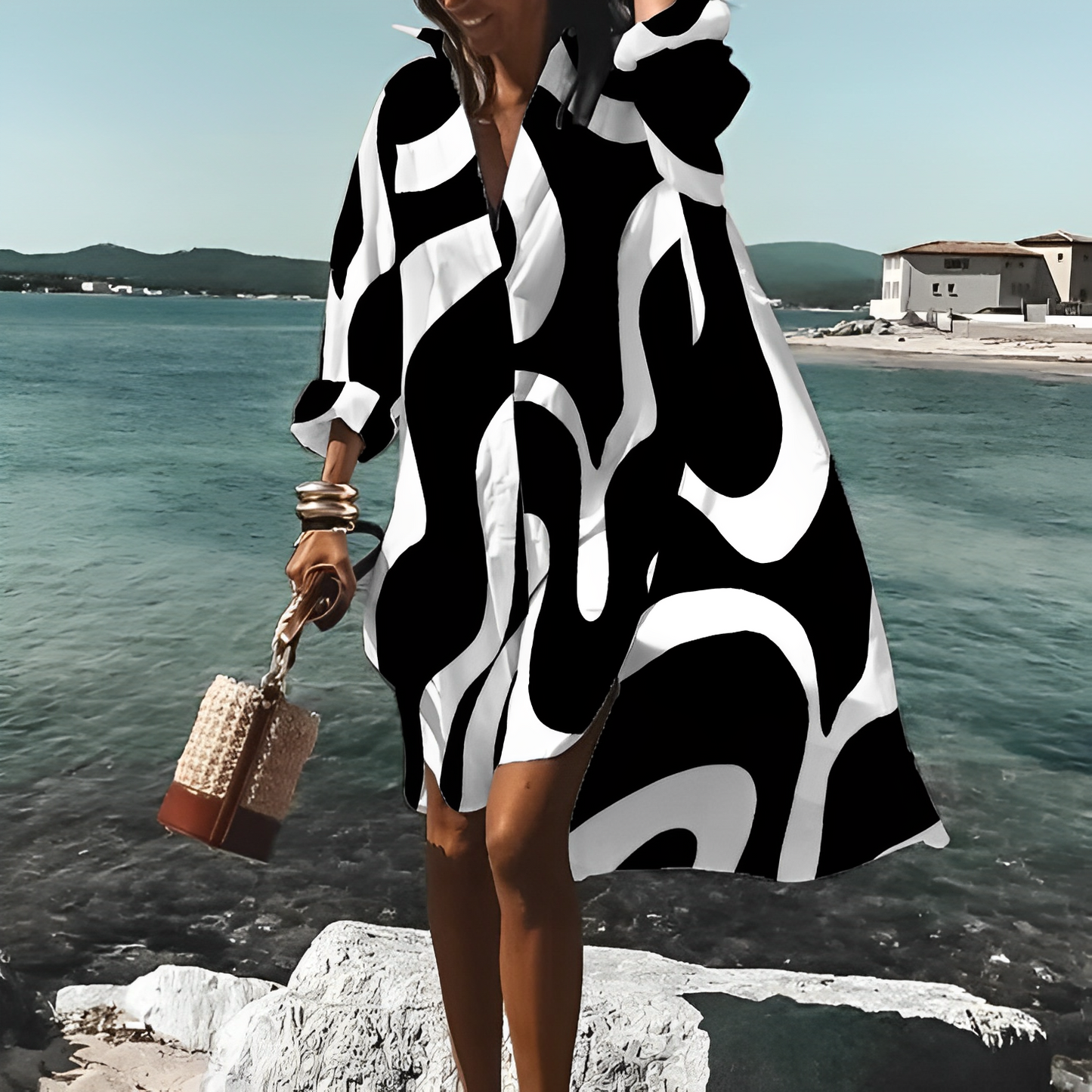 Era - Unique Print Knielanges Kleid