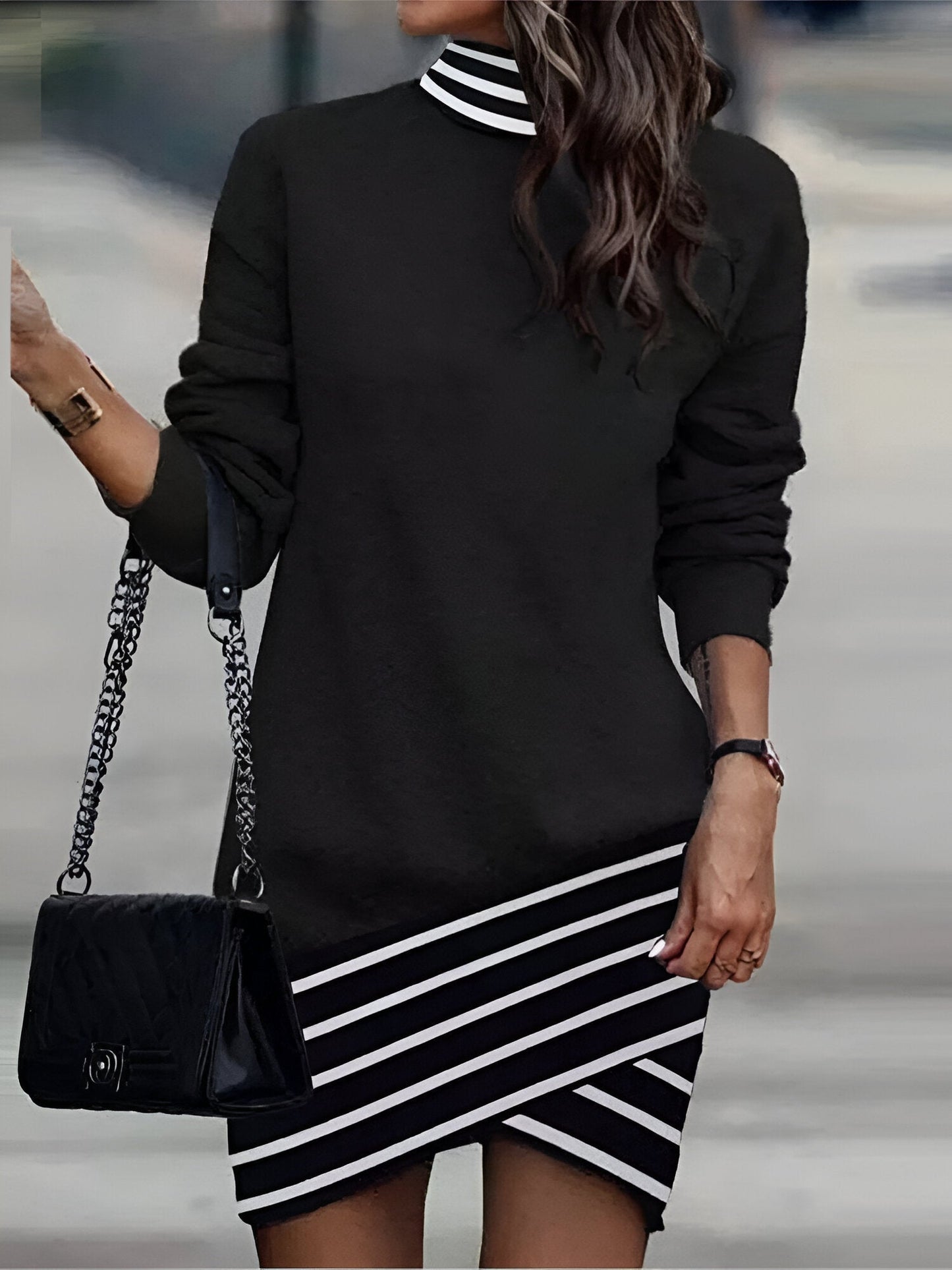 Delphina | Casual High-Collar Mini-Kleid