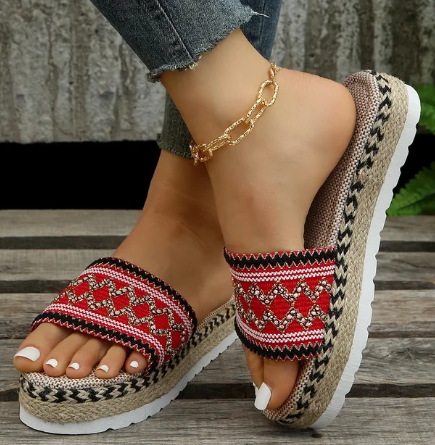 Hanna - Weave Frauen Pantoffeln Plattform Sommer