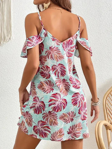 Uella - Schulterfreies Kleid mit Blumenmuster