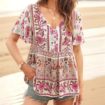 Tamara - Boho-Blumenbluse