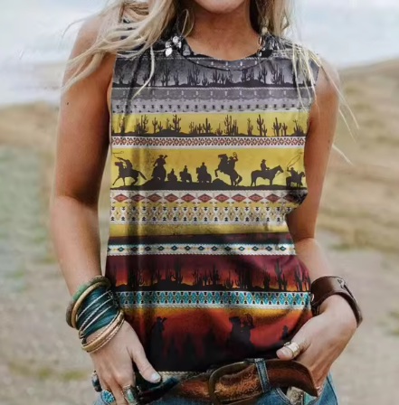 Talina - Geometrie 3d Druck Western Ethnic Style Tanktops