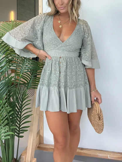 Isolde - Damen-Spielkleid Aus Spitze Und Häkelspitze