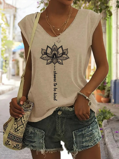 Naila - Lotusdruck V-Ausschnitt Tank-Top