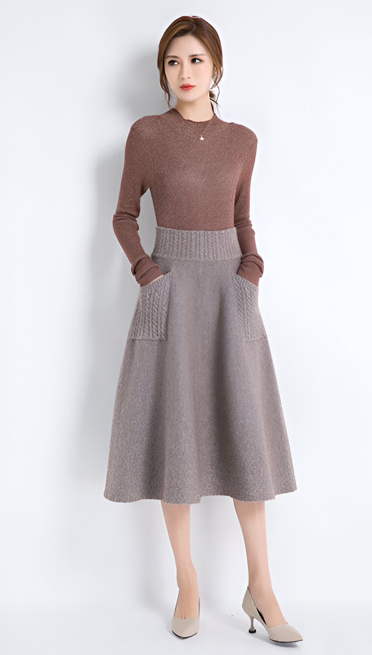 Romina | Bequemer Midirock in Camel-Farbe