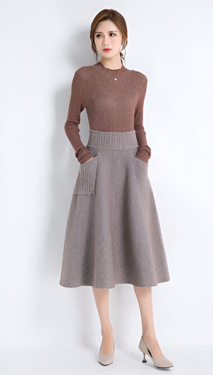 Romina | Bequemer Midirock in Camel-Farbe