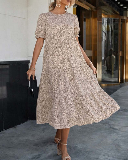 Dallas - Elegantes Kleid mit Rundhalsausschnitt und Puffärmeln