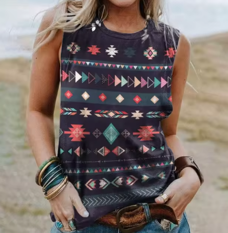 Talina - Geometrie 3d Druck Western Ethnic Style Tanktops