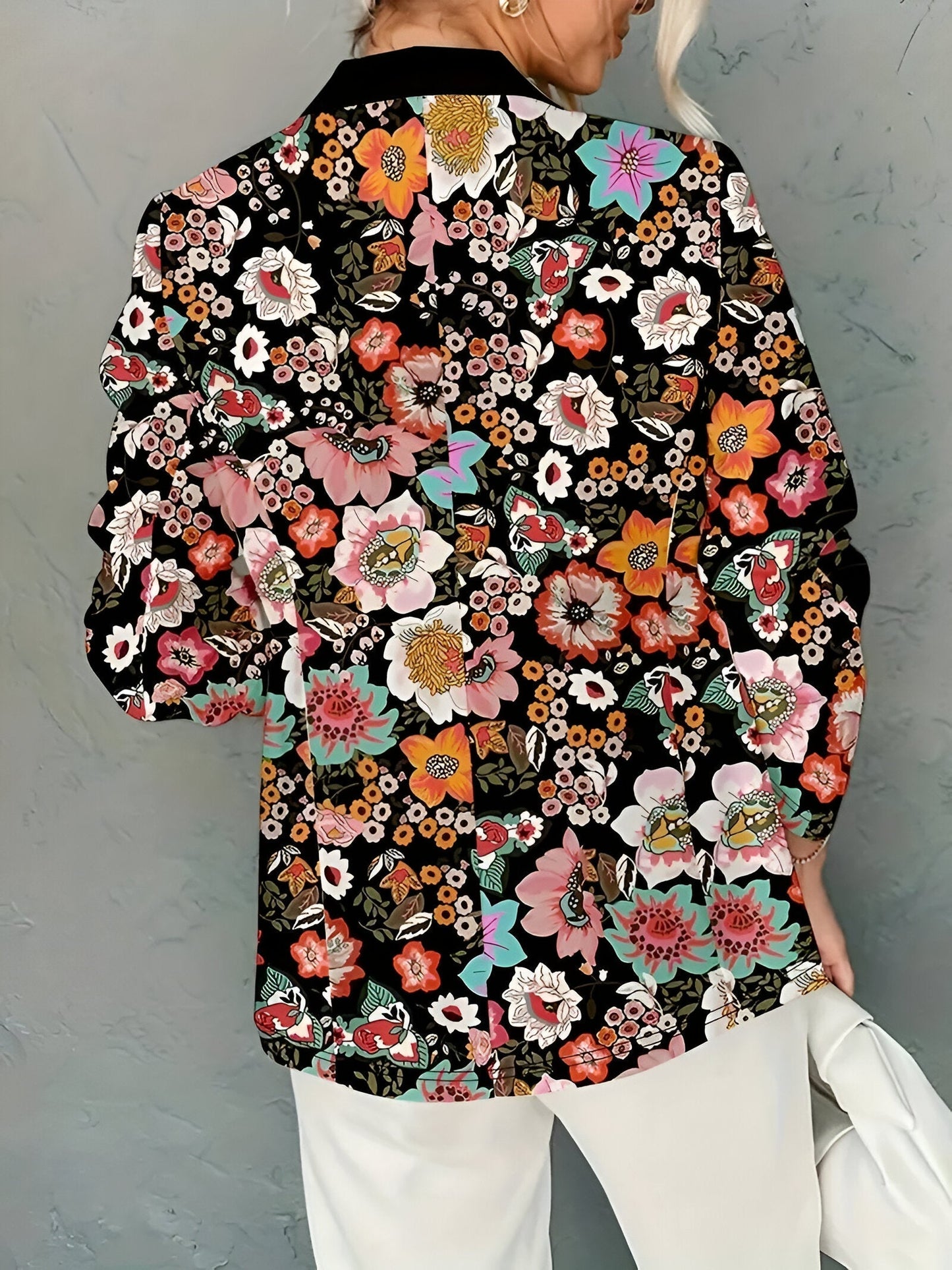 Abrielle | Eleganter Blazer mit floralem Print und offenem Revers