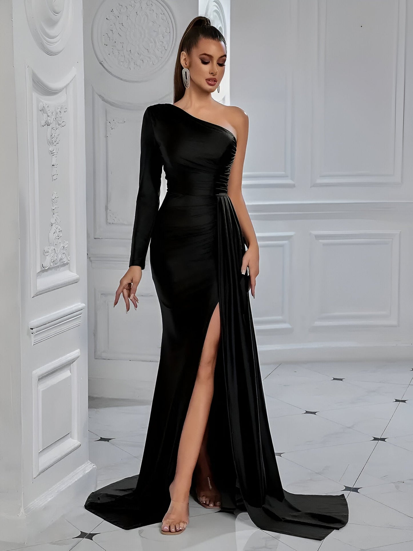 Esmeralda | Elegantes Drapiertes Seidenabendkleid