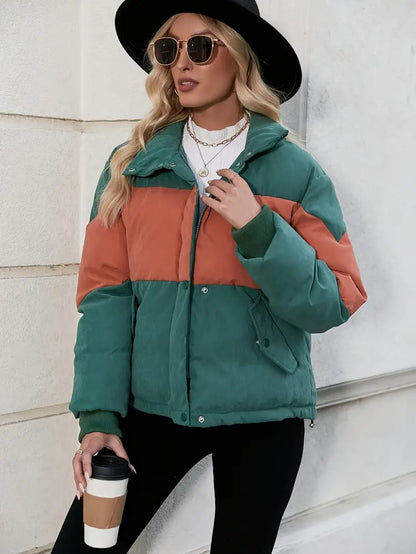 Taylor | Color Block Puffy Coat