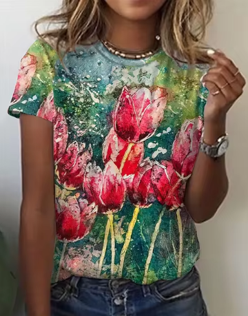 Tove - Koreanische Damen 3d Rose Floral Muster