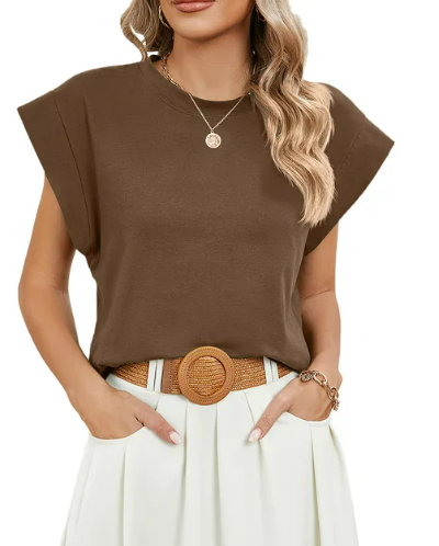 Mechthild - Frauen Sommer Casual kurze Ärmel Rundhalsausschnitt T-Shirts