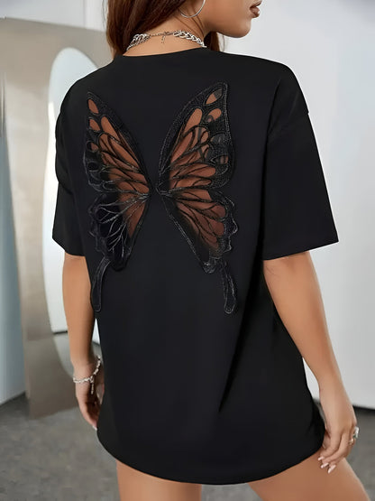 Margaux | Stilvolles Schmetterlings-Spitzen-Cropped T-Shirt