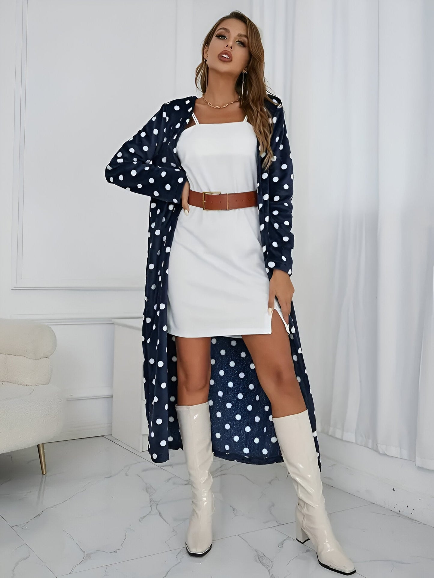 Aurelia | Dalmatiner-Muster Midi-Cardigan