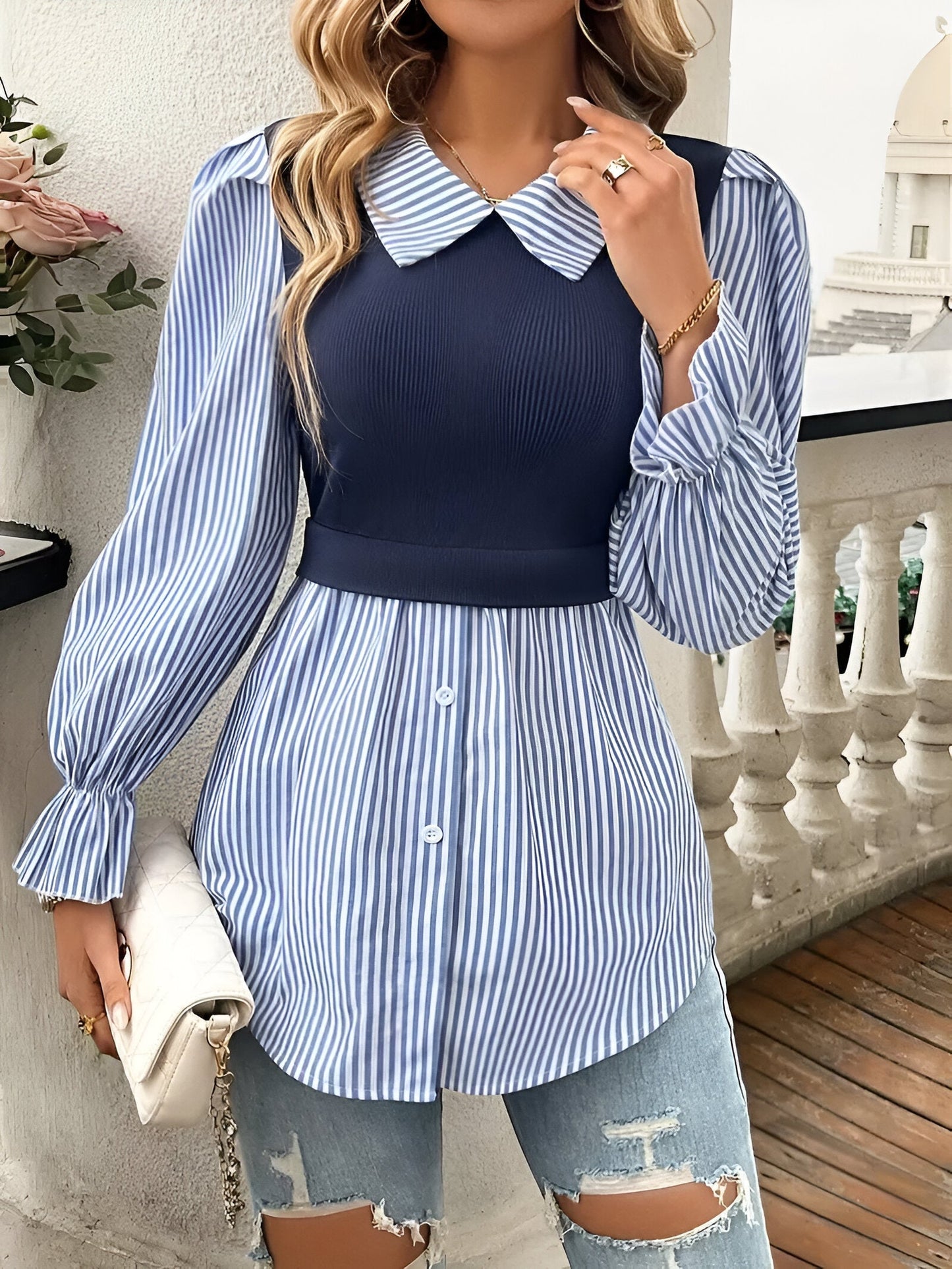 Greta | Stylische Bluse mit Blockstreifen