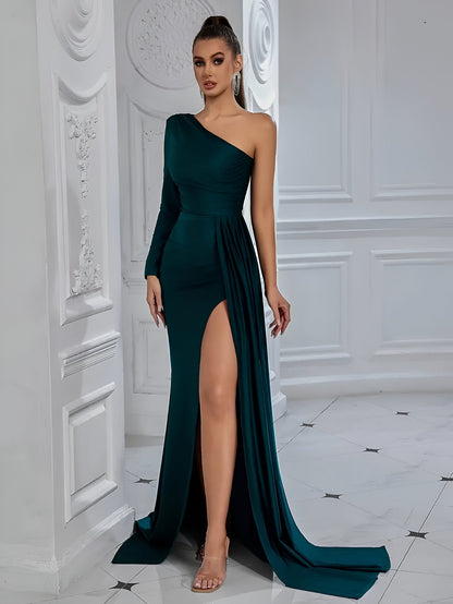 Esmeralda | Elegantes Drapiertes Seidenabendkleid