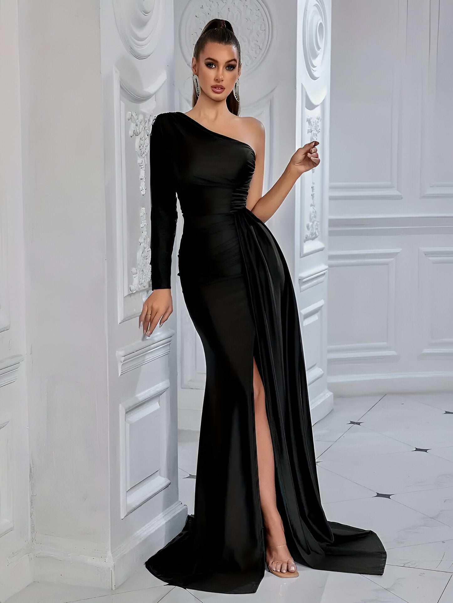 Esmeralda | Elegantes Drapiertes Seidenabendkleid