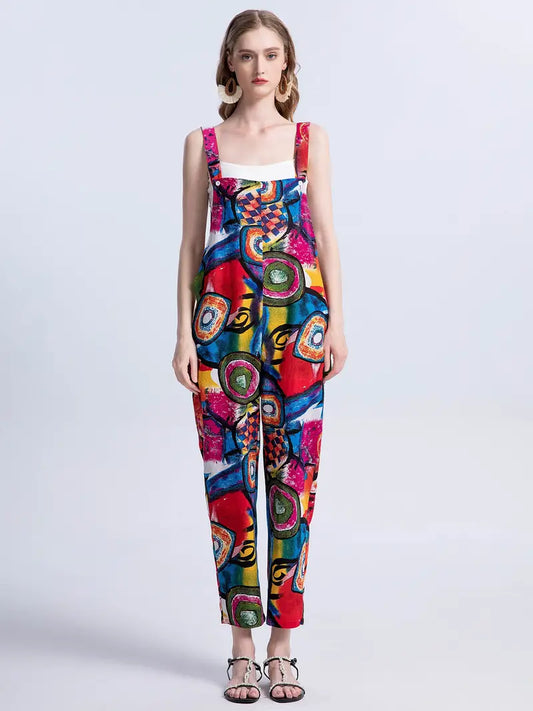Lassie – Overall mit abstraktem Print, Overall mit Knöpfen