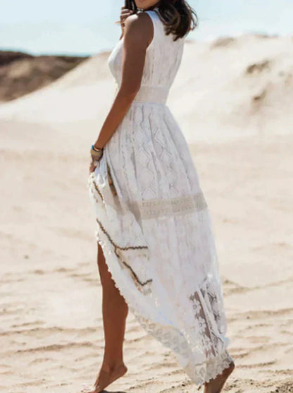 Reba - Ärmelloses Kleid aus Boho-Spitze