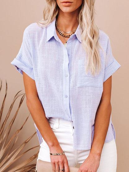Janice | Lockerer Bluse aus Baumwolle und Leinen
