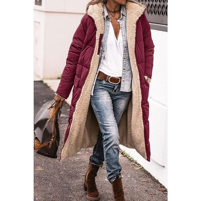 Chloe - Beidseitig tragbare lange Pufferjacke
