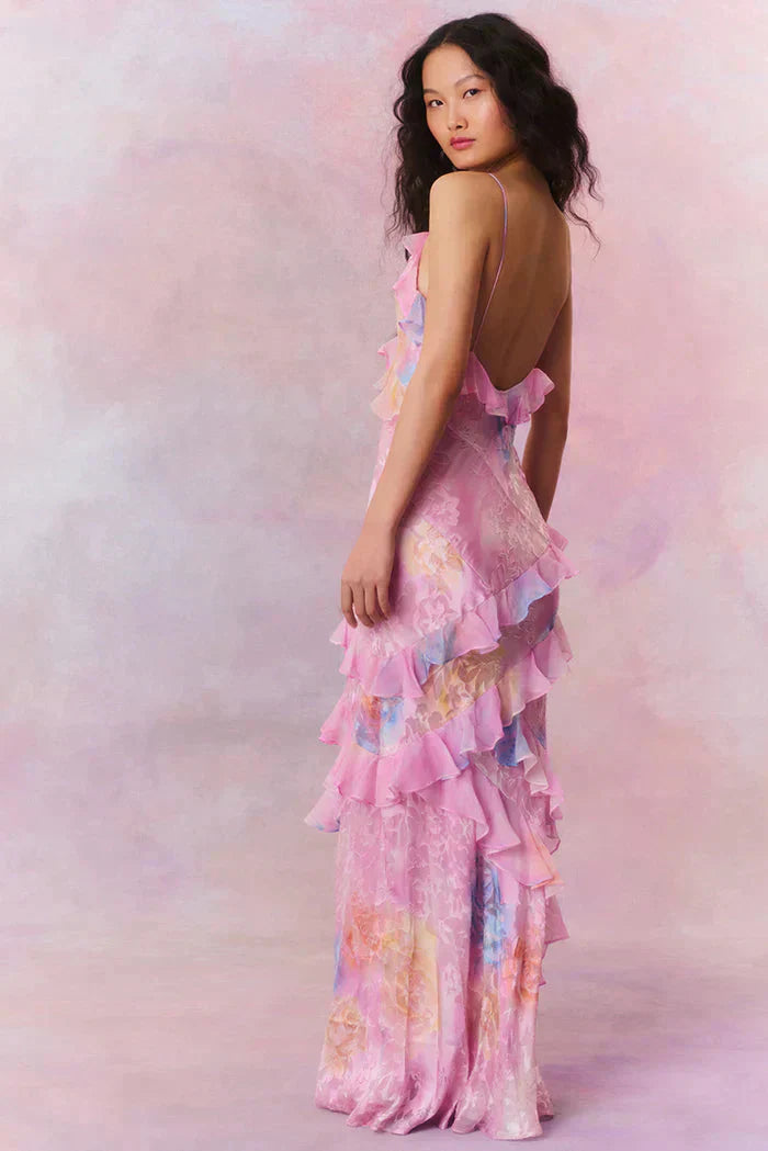 Levitia –  Traumhaftes gerafftes Maxikleid
