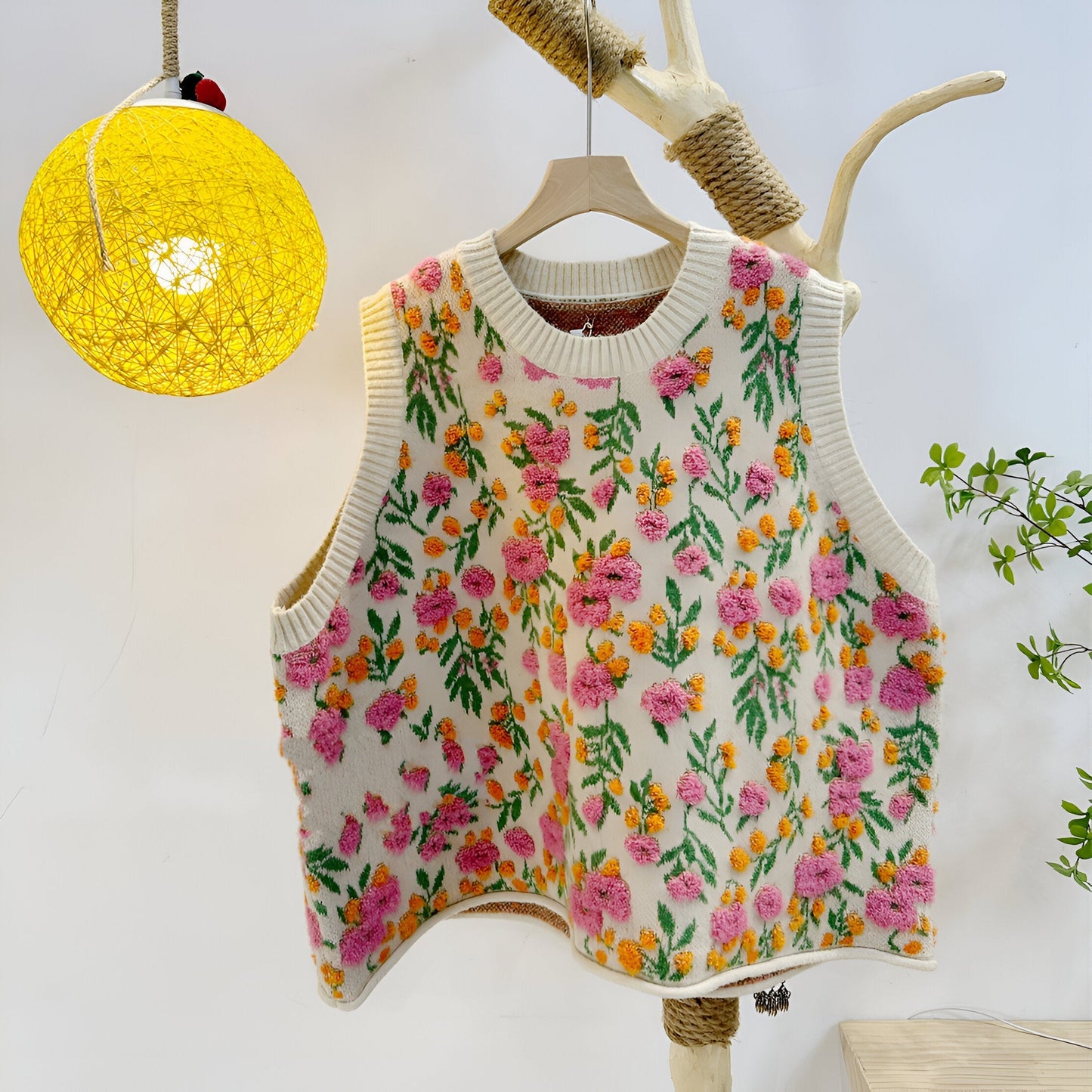 Hariette | Koreanischer Stil Pink Peach Blossom Strickweste