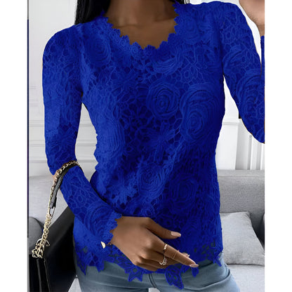 Anelie | Elegante Spitzen-Bluse mit langen Ärmeln